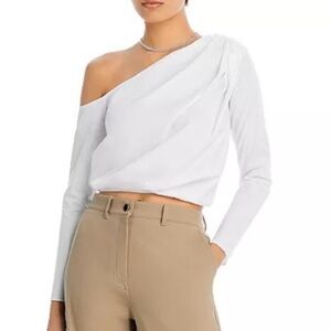 Staud Anika White Asymmetrical Top